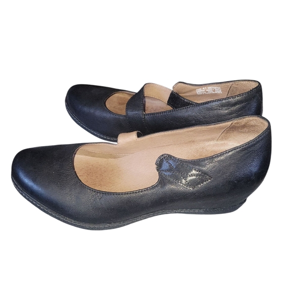 Dansko Roxanne Black Nubuck Leather Comfort Mary Jane Wedge Shoes Sz EU 41 US 10 - Picture 3 of 9